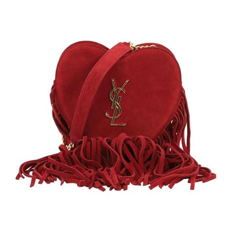 ysl heart shaped fringe bag|SAINT LAURENT Suede Fringe Small Monogram Love Shoulder .